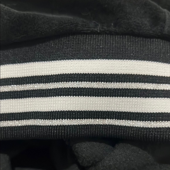 Juicy Couture Jacket Black Velour Zip-Up Vintage Y2K Track Bling Stripe Hoodie - Picture 13 of 13